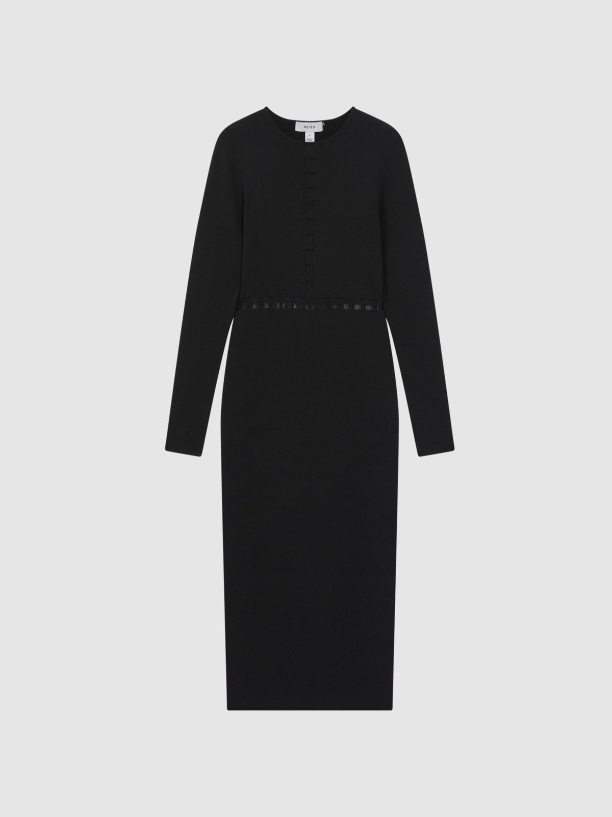 Mesh Detail Midi Dress in Black