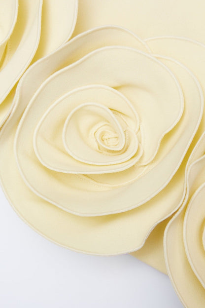 Miamor Floral Appliqué Mini Dress - Yellow
