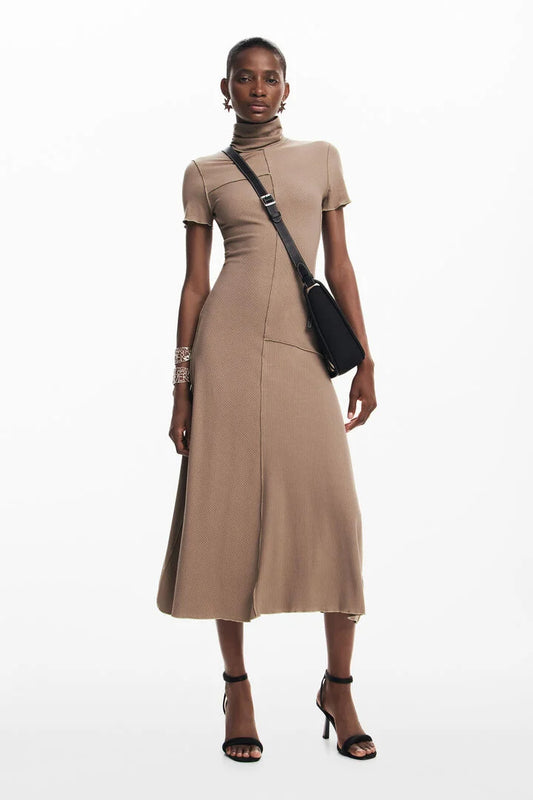 Midi dress with high neck
