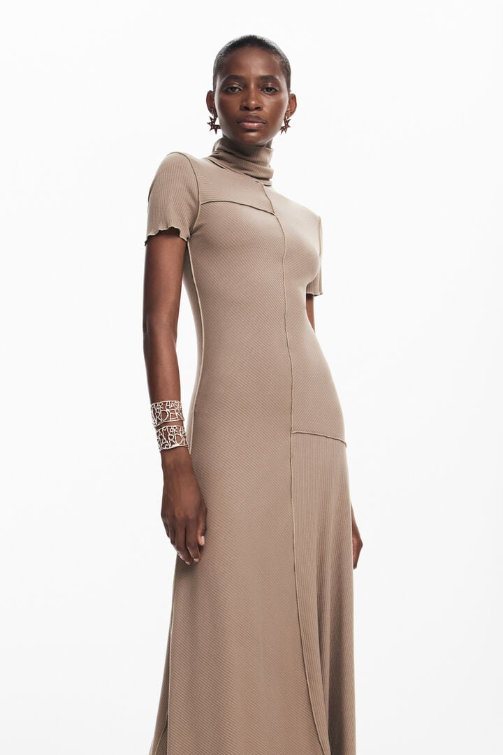 Midi dress with high neck