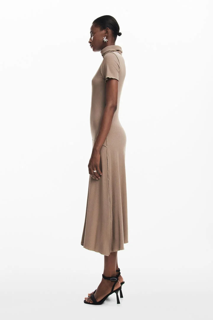 Midi dress with high neck