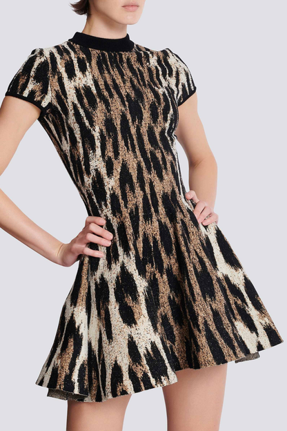 Miette Leopard Jacquard Knit Mini Dress
