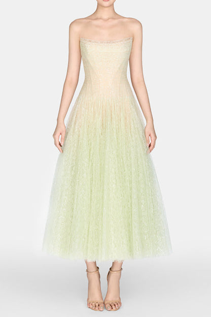 MINT DRAPED LACE MIDI DRESS