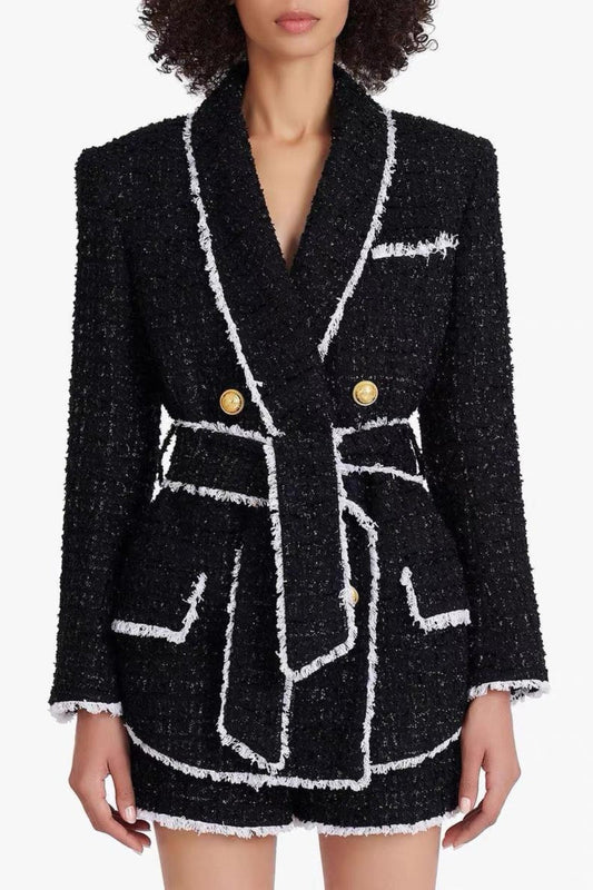 Mishka Breasted Tweed Jacket - Black