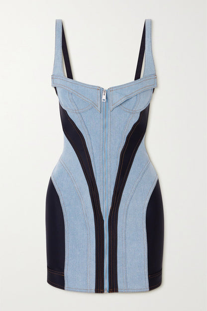 Morgan Panelled Denim Mini Dress