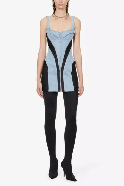 Morgan Panelled Denim Mini Dress
