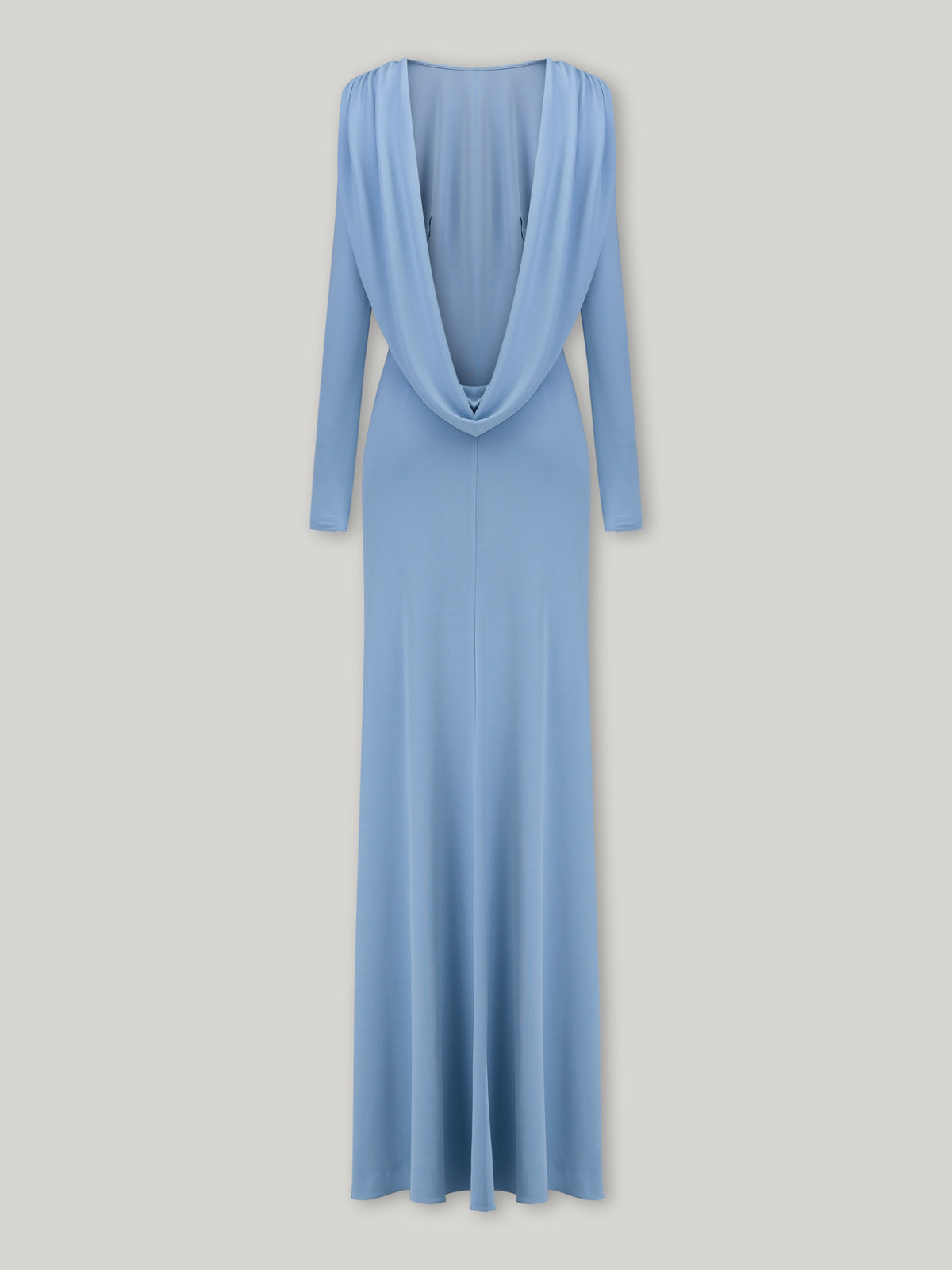 vicky Knitted long sleeves backless bodycon maxi dress in blue