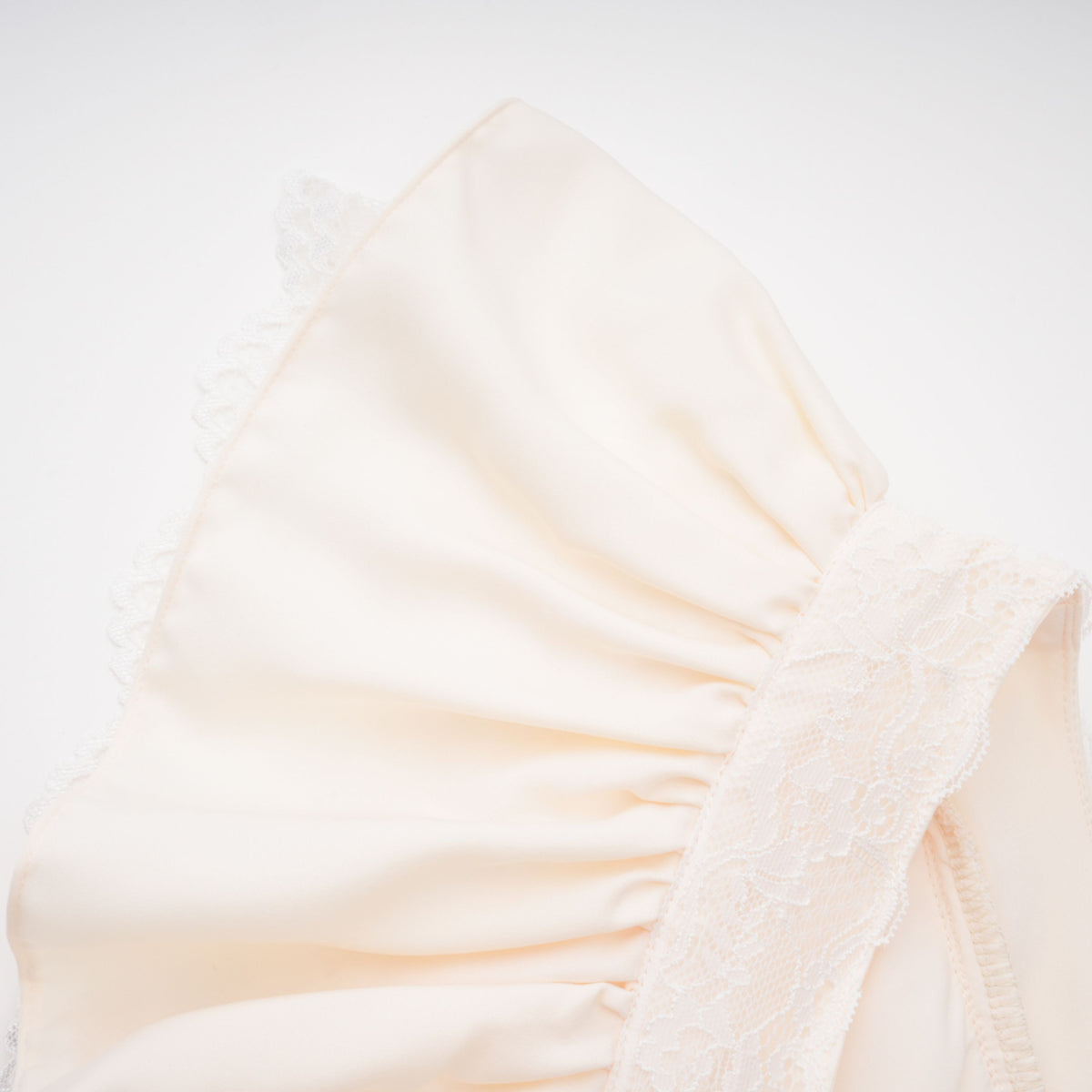 Lace V-Neck Ruffle Satin Mini Romper