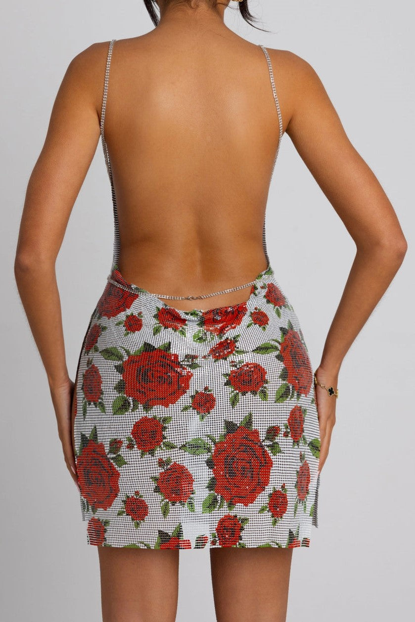 Naomi Floral Chainmail Mini Dress