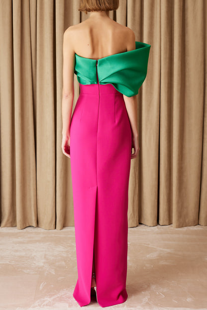 josephine fishtail strapless maxi dress - Green & Fuchsia