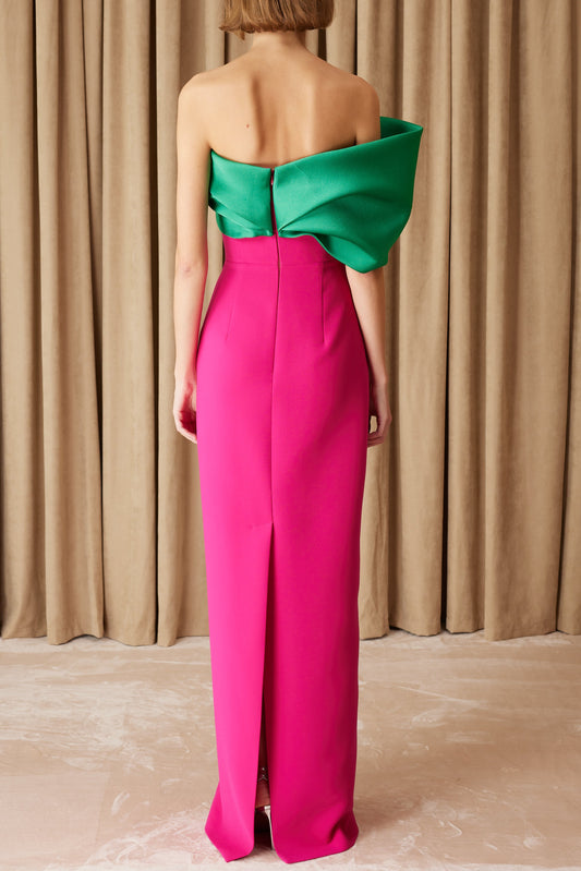 josephine fishtail strapless maxi dress - Green & Fuchsia
