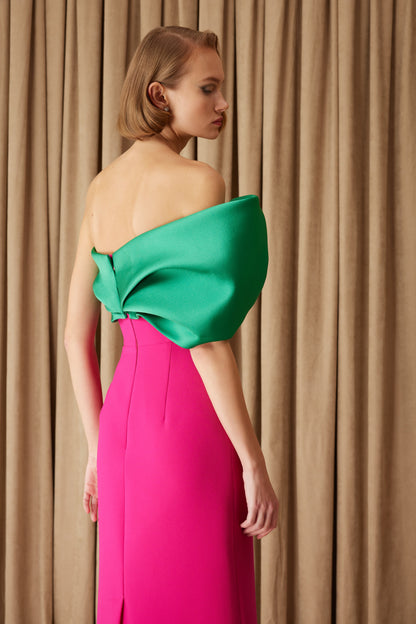 josephine fishtail strapless maxi dress - Green & Fuchsia