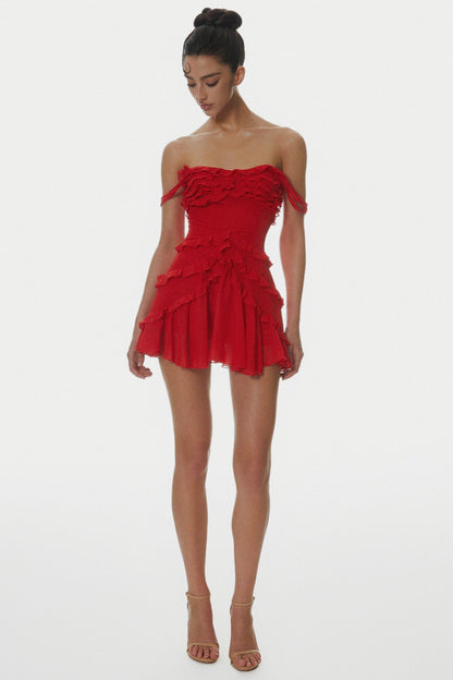 Nirva Off Shoulder Ruffle Mini Dress
