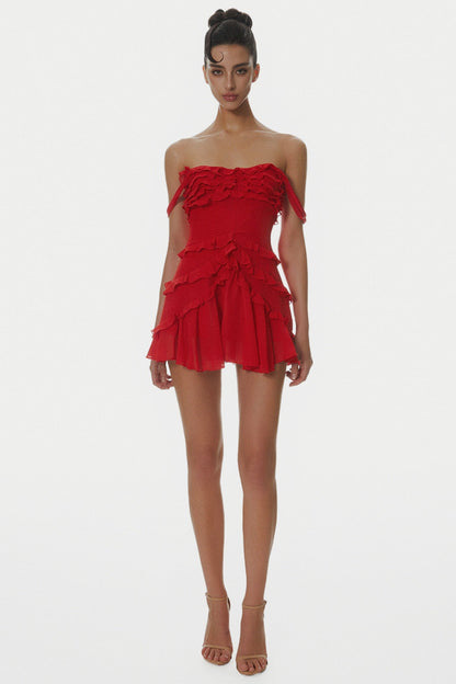 Nirva Off Shoulder Ruffle Mini Dress