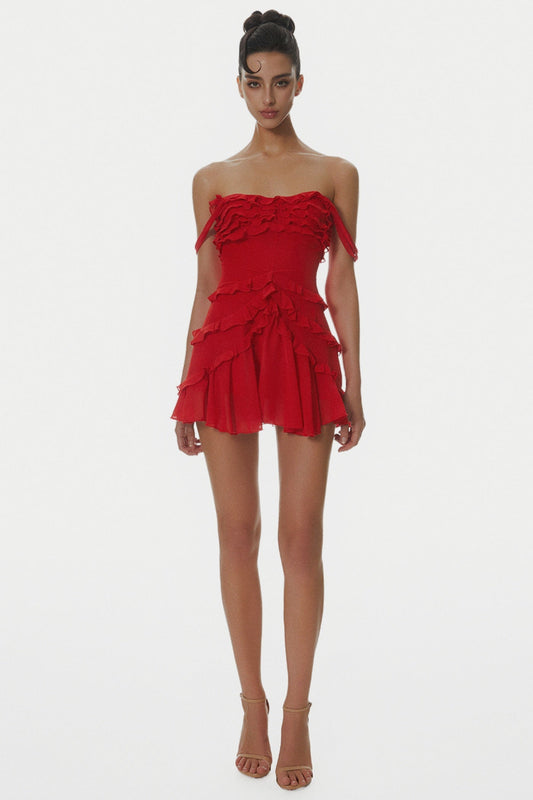 Nirva Off Shoulder Ruffle Mini Dress