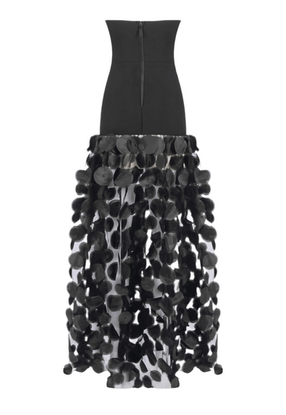Nodin Strapless Dot Mesh Maxi Dress - Black
