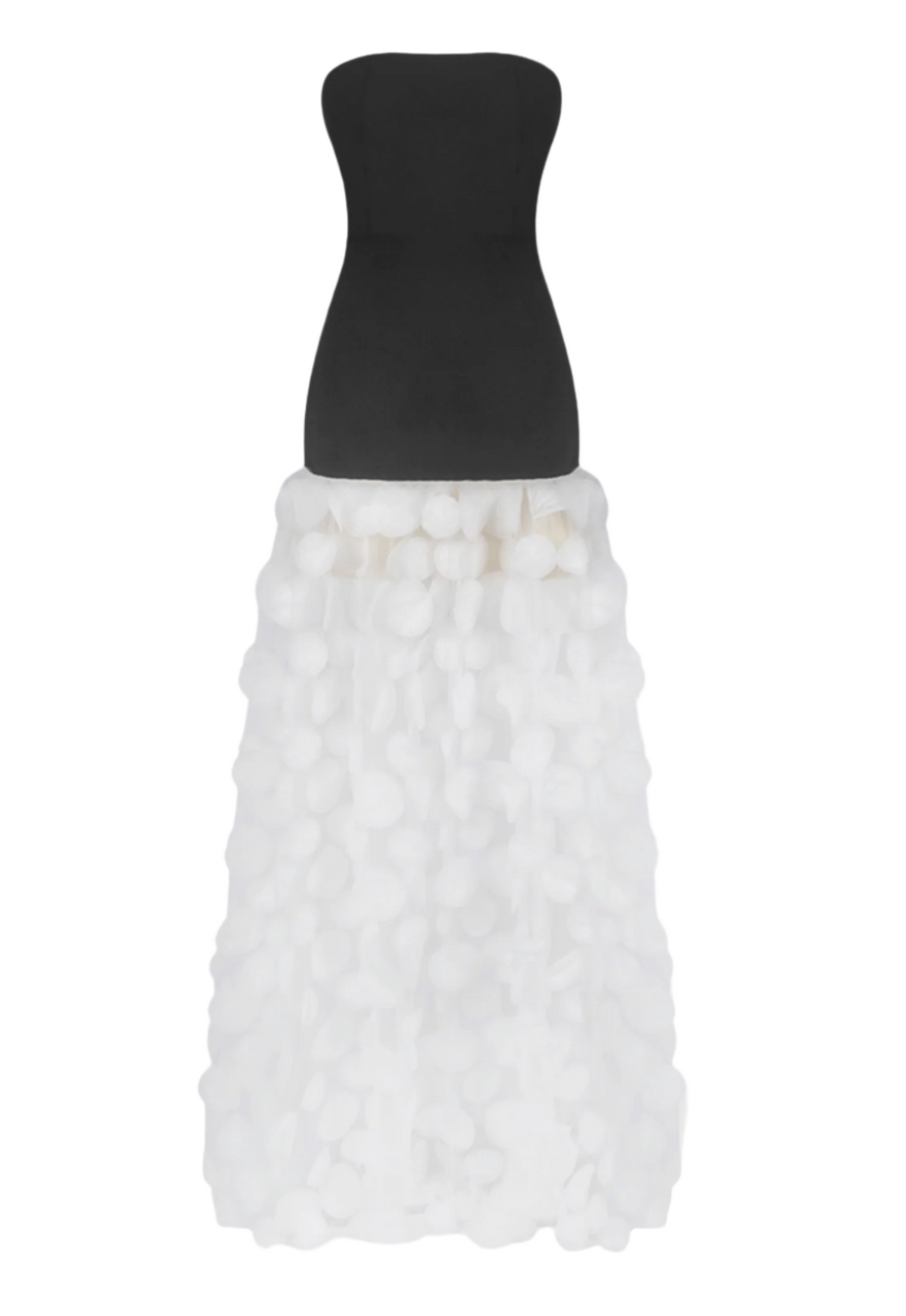 Nodin Strapless Dot Mesh Maxi Dress - White
