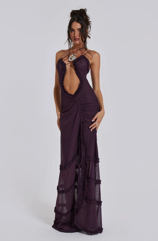 Norah Printed Maxi Dress - Purple