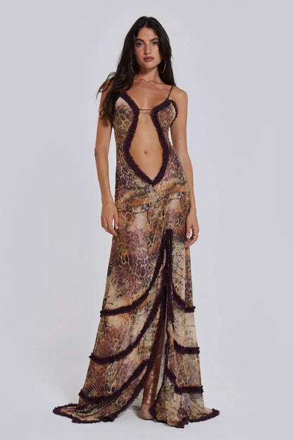 Norah Printed Maxi Dress - Leopard