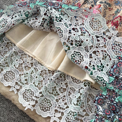 cream guipure lace A-line dress