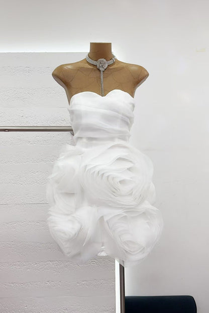 georgia Appliquéd organza white mini dress