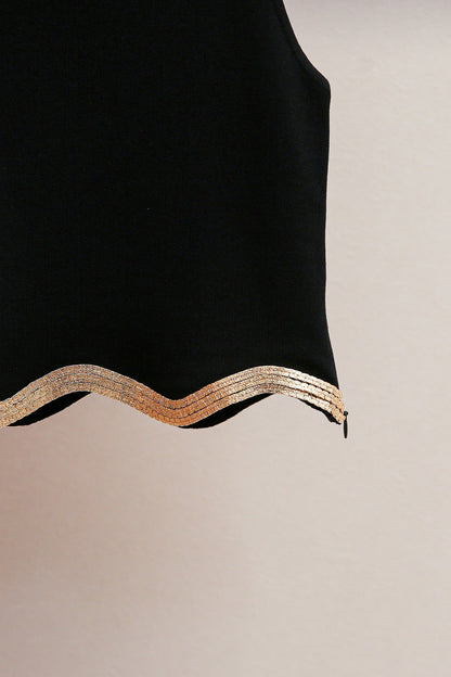 black Cropped Jumper with Chain Detail