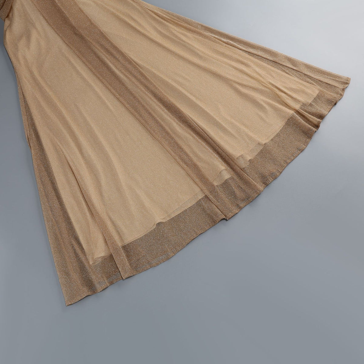 Beige Fine Stretch Knit Column Evening Gown