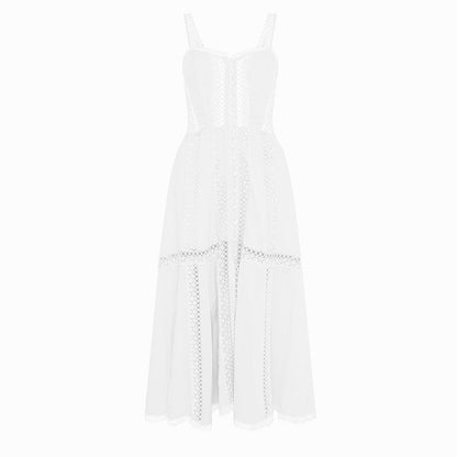 lillian embroidered hollow tube top maxi dress