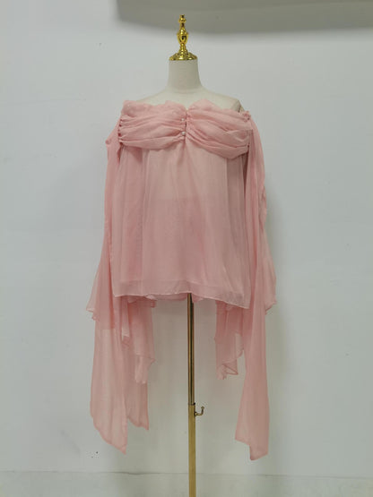 Pink Off Shoulder Mini Dress & Shorts Set