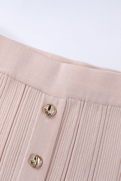 eartha sleeveless knitted dress top skirt set in apricot