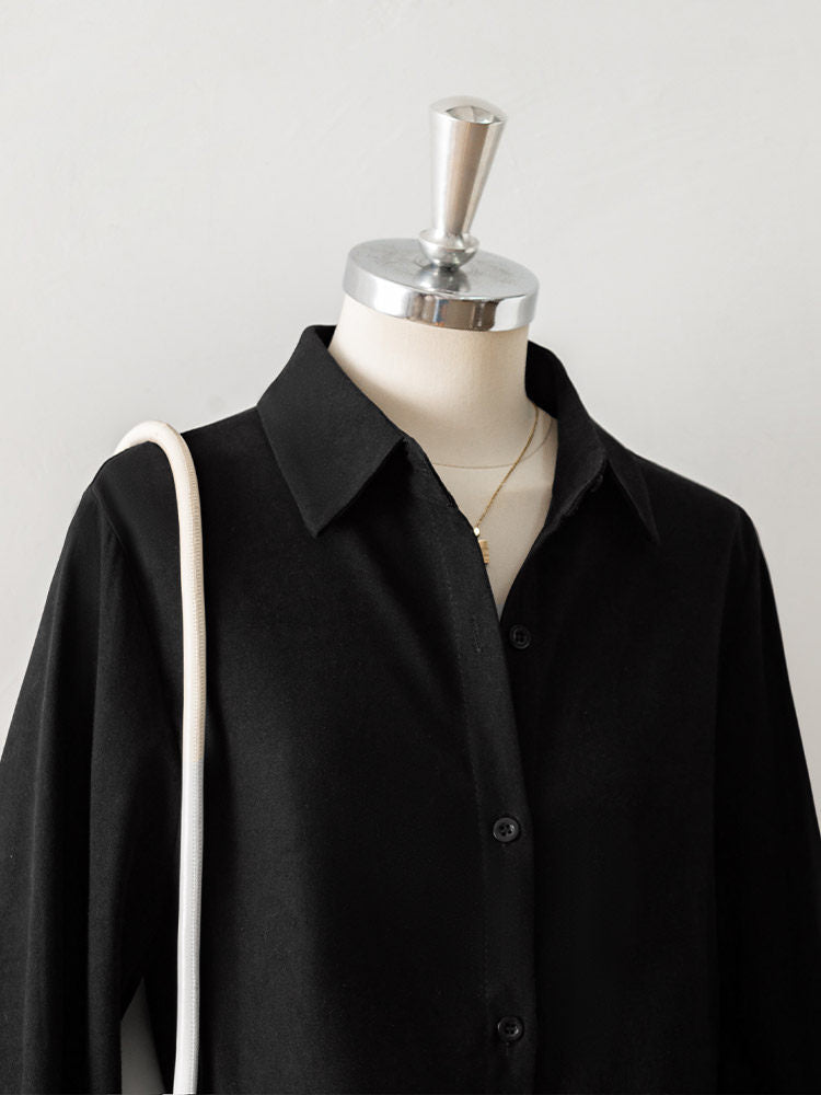 Lantern Sleeve Point Collar Blouse