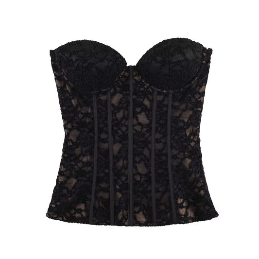 Strapless Floral Lace Boned Corset Top