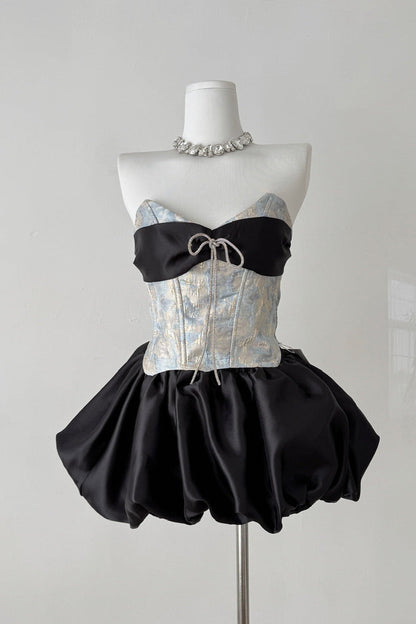 Bethari Strapless Corset Puffy Mini Dress