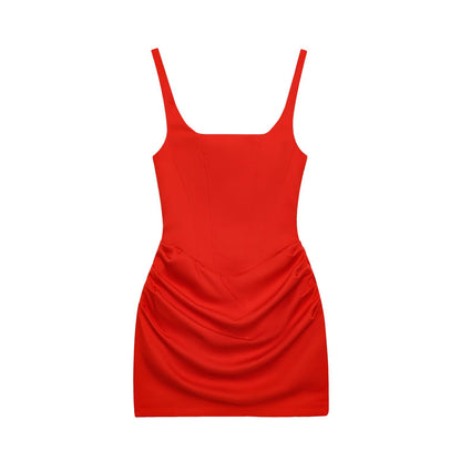 Square Neck Ruched Bodycon Mini Dress