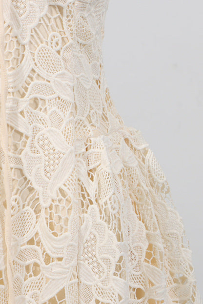 Lace hollow Sleeveless Mini Dress in yellow