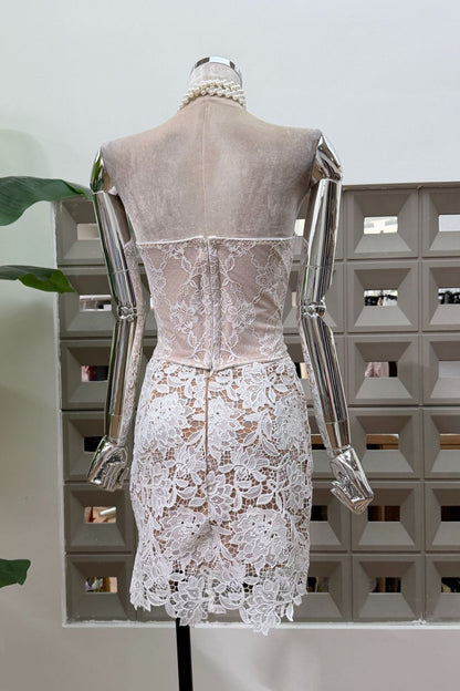White Lace Bodycon Two-Piece Set