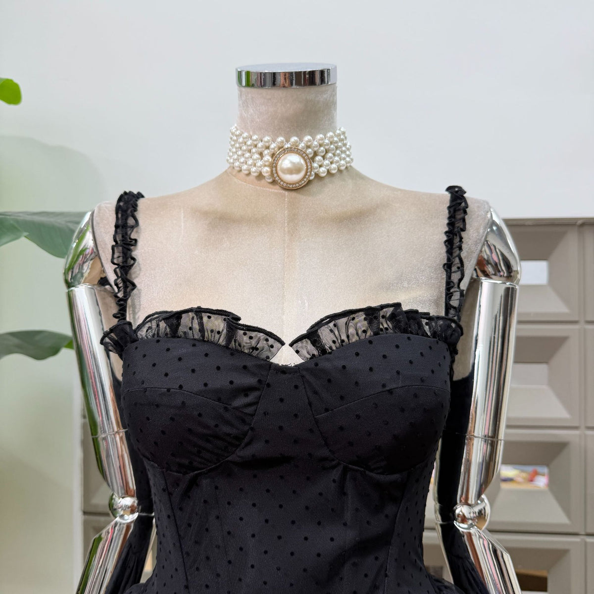 Black Tulle Fit-and-Flare Mini Dress