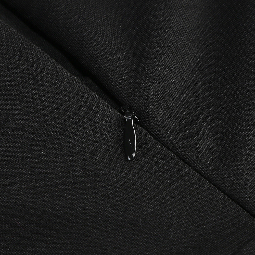 Halter Pearl Crystal-Trim Gown in black