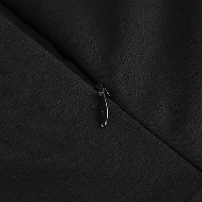 Halter Pearl Crystal-Trim Gown in black