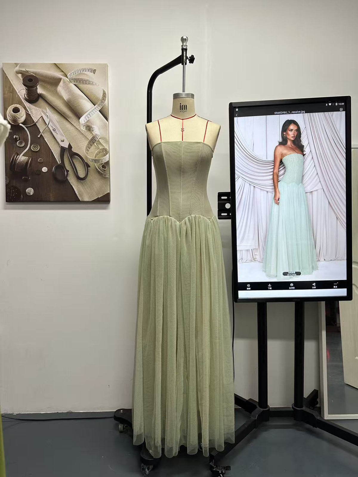 sabrina tulle strapless maxi dress - green