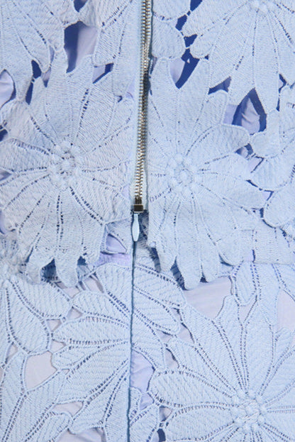 Lace Embroidered Top & Maxi Skirt Two-Piece Set in blue