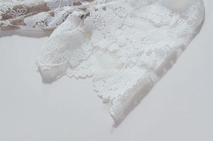 V-NECK CUTOUT LACE MINI DRESS IN WHITE