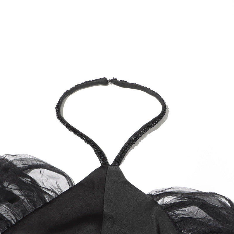 Bliss A-line Halter Neck Taffeta Midi Dress