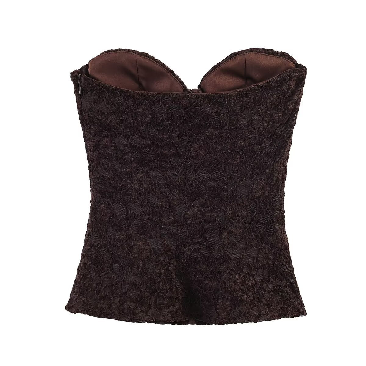 Strapless Floral Lace Boned Corset Top