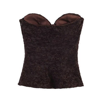 Strapless Floral Lace Boned Corset Top