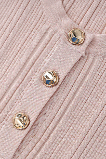eartha sleeveless knitted dress top skirt set in apricot