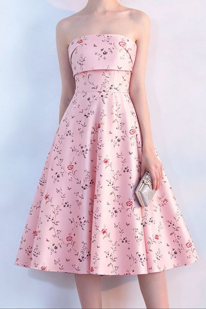 Floral Print Strapless Midi Dress