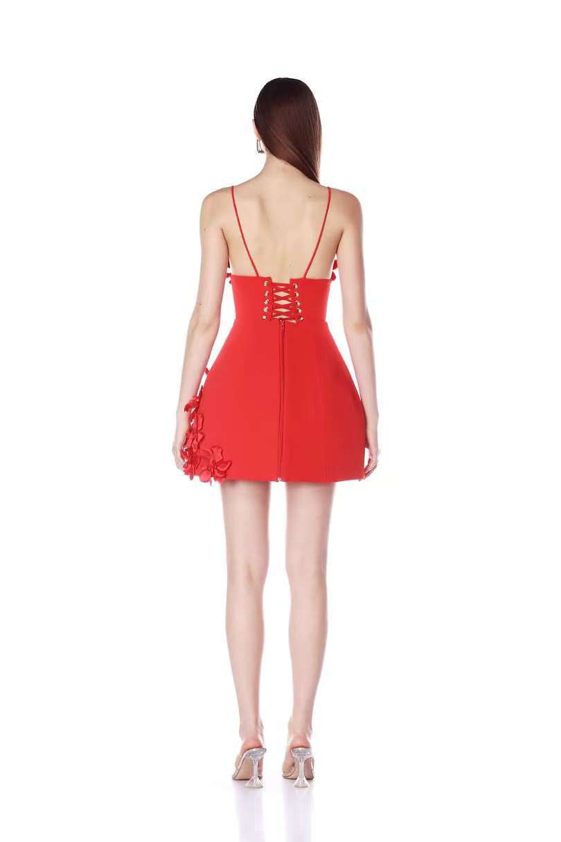 lyuba 3d flower embellished A-line mini dress - red