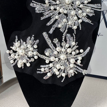 Internet celebrity fashionable handmade DIY floral sequin wedding dress collar flower bead lace embroidery decorative accessories and decals