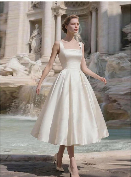 Sharon Minimalist Spaghetti Strap Midi Dress - Off-White